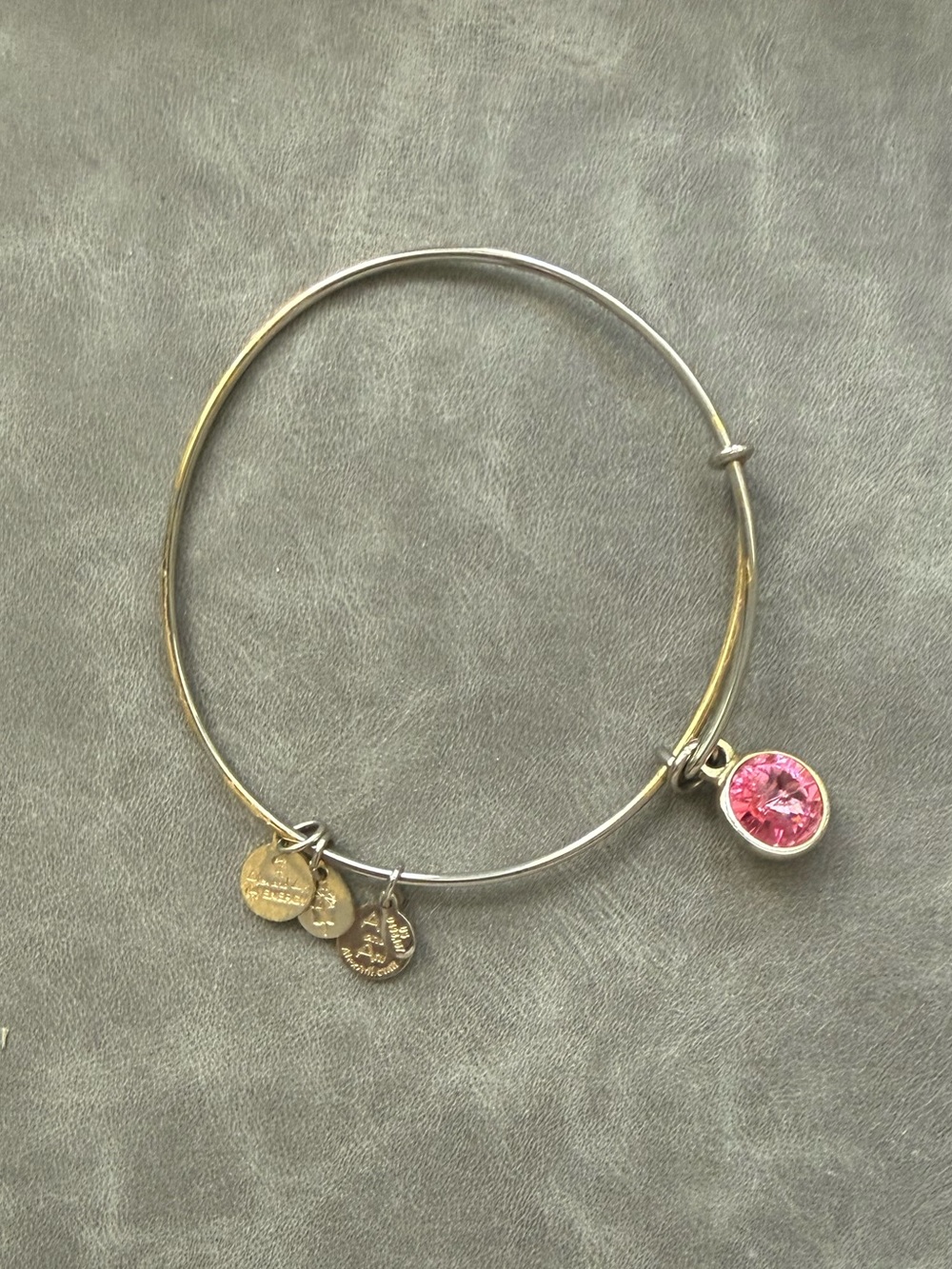 Alex and Ani Bangle with Pink Crystal Charm